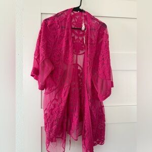 Umgee Pink Lace Kimono Small